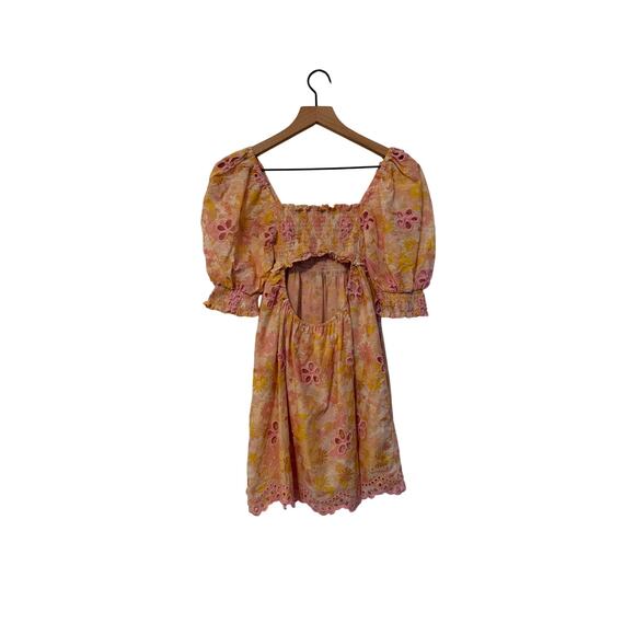 For Love And Lemons Claire Puff Sleeve Eyelet Mini Dress - Picture 3 of 5